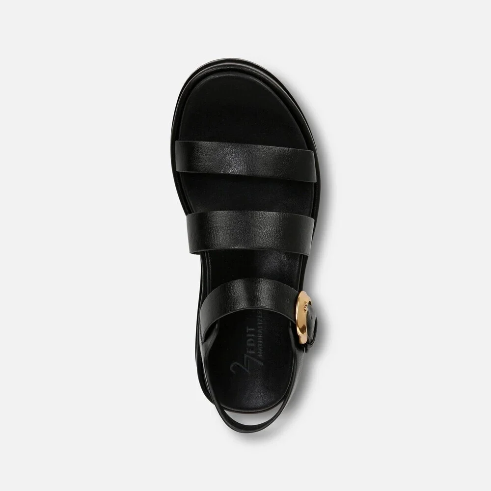 Naturalizer 27 Edit Zizi Strappy Womens US 7 Black Faux Leather Sandals ZOGG1772